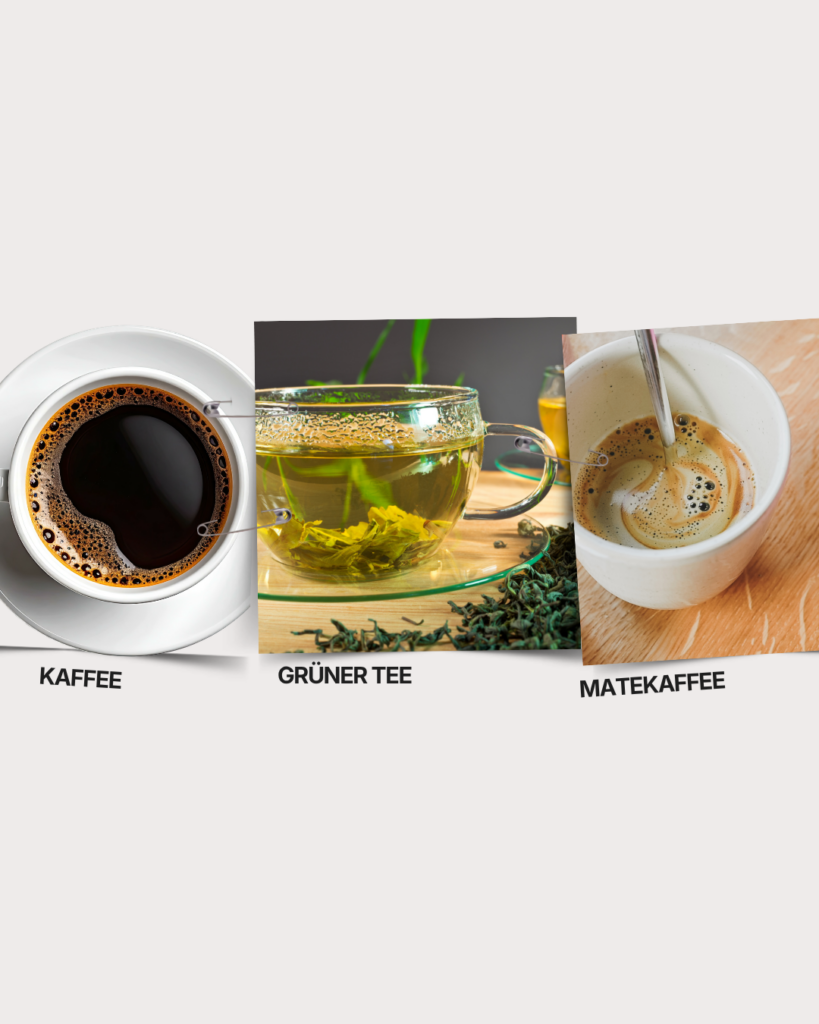 Vergleich Matekaffee, Kaffee, Tee